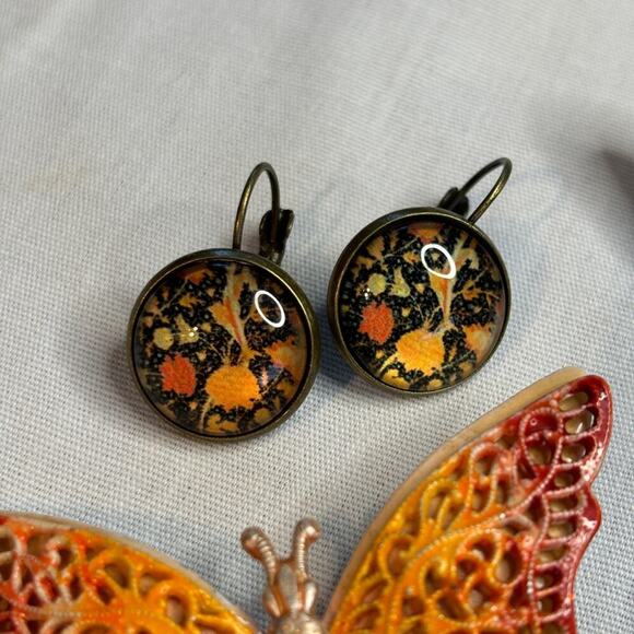 Bumble & Butterfly Lot of Vintage Pins Brooches Earring Ornate Insects Retro - Picture 10 of 11